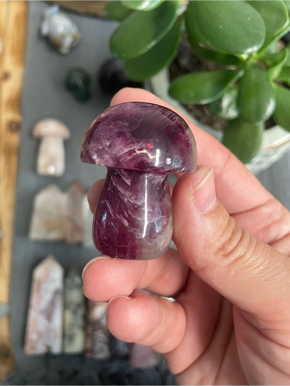 Polished Purple Fluorite Mushroom Carving